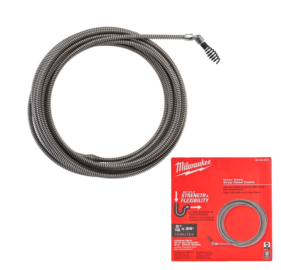 Spirale de 8 mm x 7,6 m avec tête de tarière pivotante Milwaukee