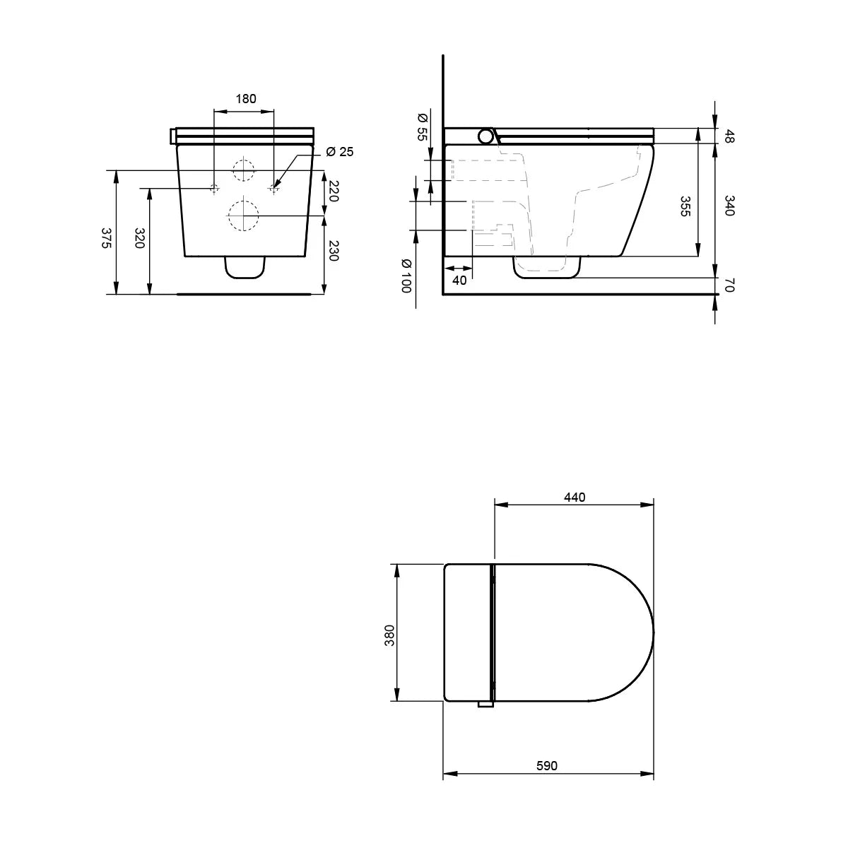 Toilette japonaise avec nettoyage intelligent Mizubath Rada Wall-Hung Toilet White
