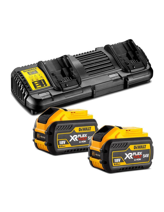 Kit 2 batteries XR Flexvolt 54V/18V 9.0Ah XR Flexvolt 54V/18V 9.0Ah Rail et chargeur double XR Flexvolt DCB132X2 Dewalt