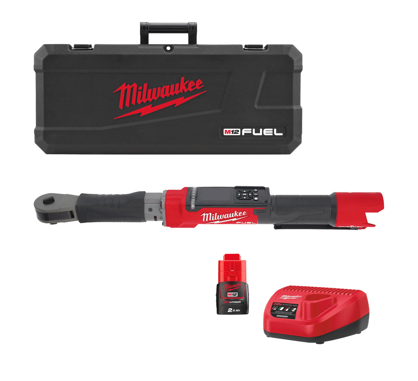 Clé à cliquet dynamométrique Milwaukee M12 Fuel One-Key 1/2" avec batterie, chargeur et étui de transport M12 ONEFTR12-201C
