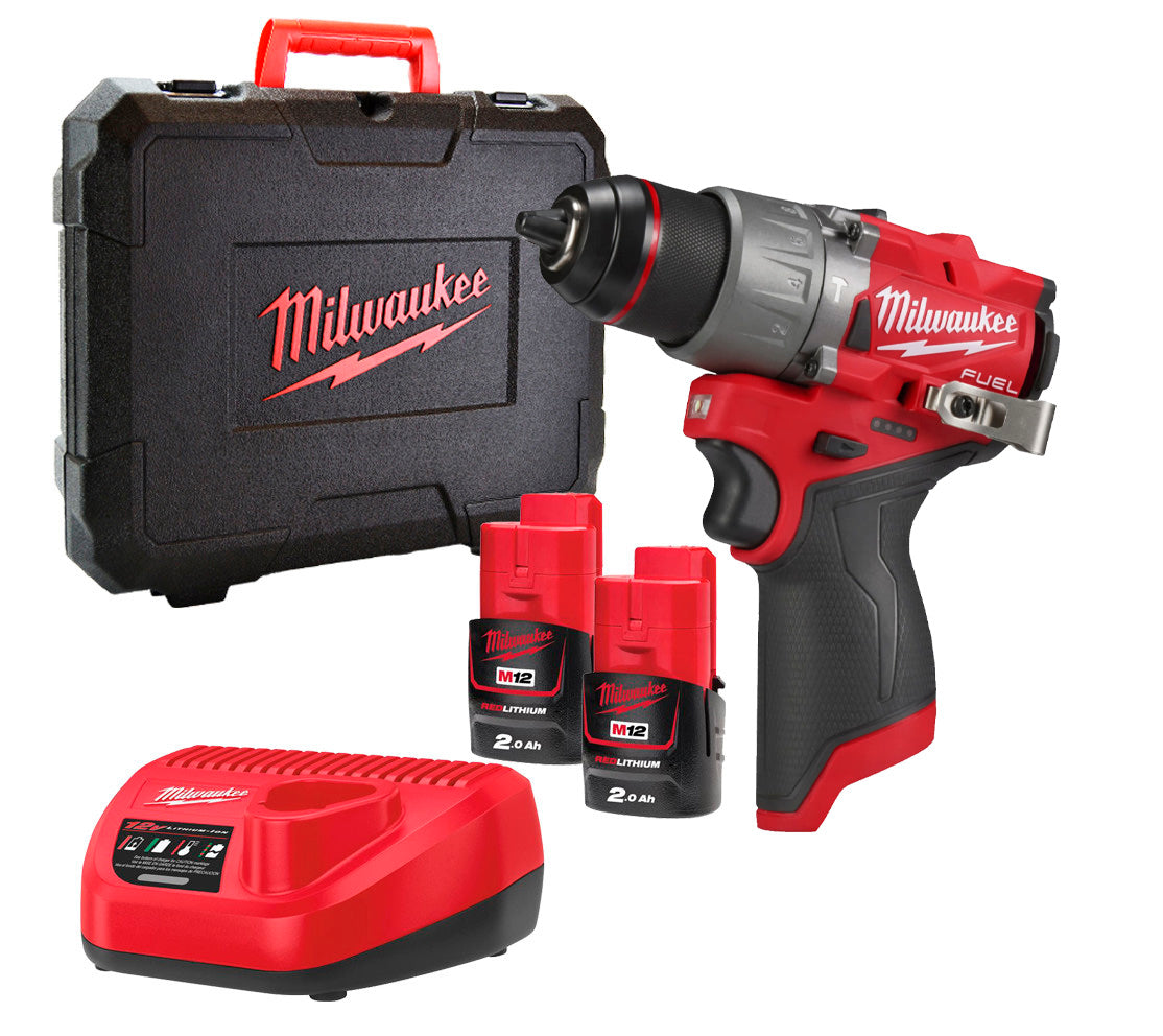 Perceuse à percussion M12 Fuel + 2 batteries 2 Ah + chargeur + mallette Milwaukee M12 FPD2-202X