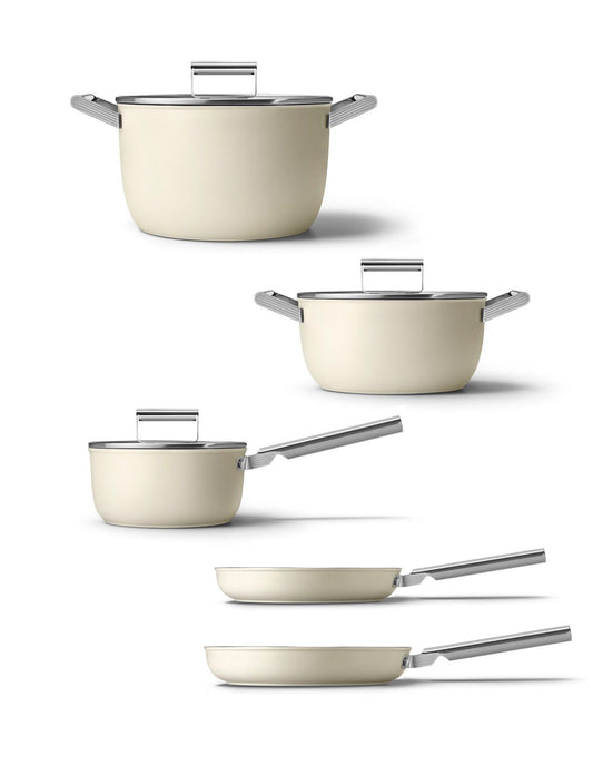 Set of 5 Matte Cream kitchen utensils Smeg