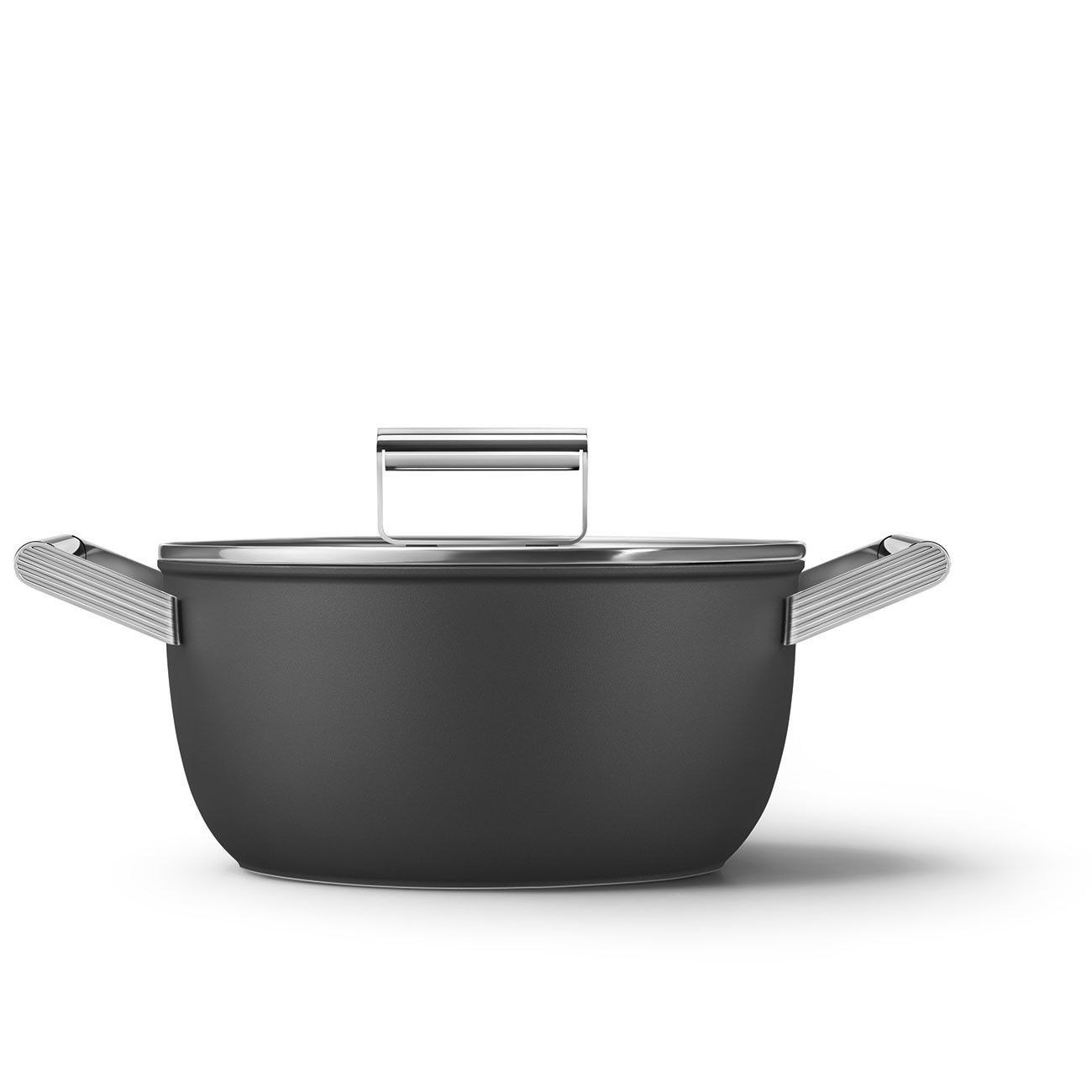 Smeg matte black saucepan set