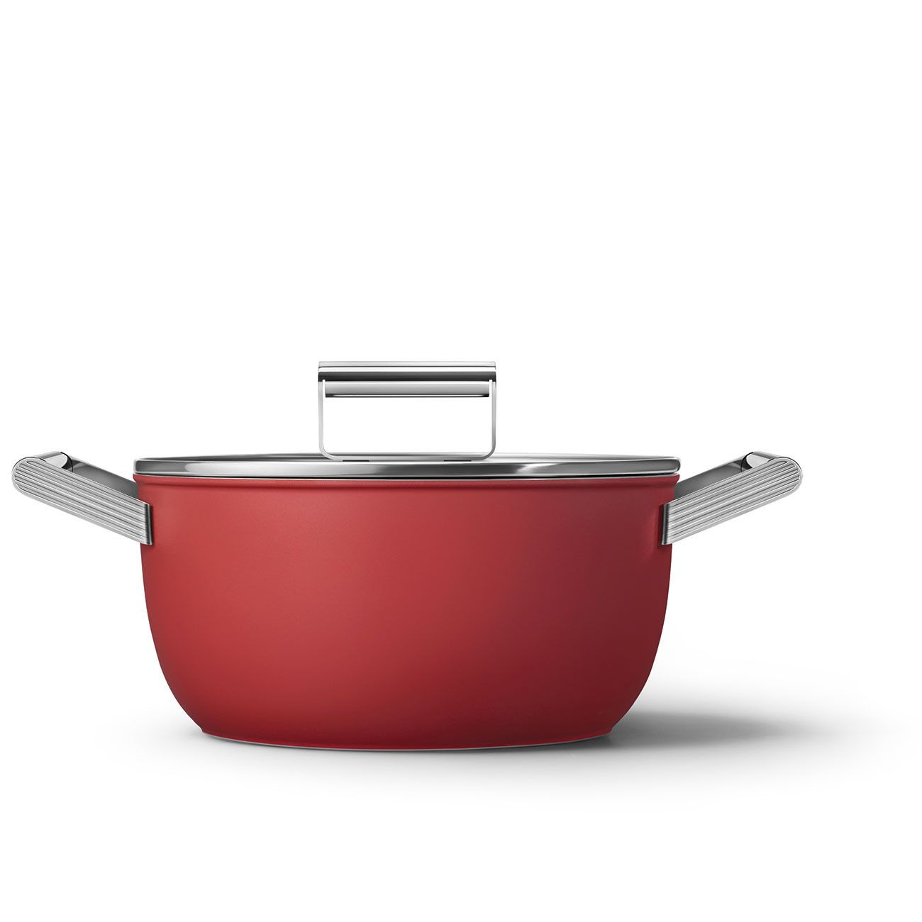 Smeg matte red saucepan set