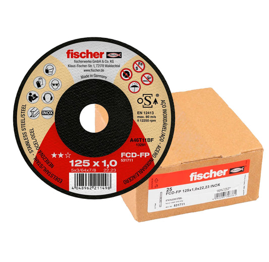 Box of 25 cutting disc units FCD-FP 125x1x22.23 Plus Fischer