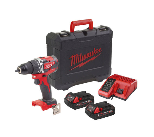 M18 impact drill with 2 2Ah batteries + Charger + Milwaukee M18 CBLPD-202C case