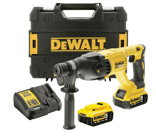 Dewalt DCH133P2 18V SDS-Plus 2.6 J light hammer with 2 5Ah batteries and suitcase