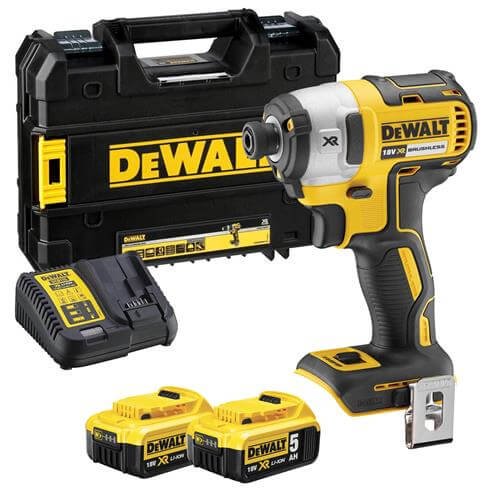 Dewalt DCF887P2 18V XR Brushless Impact Driver 205Nm with 2 x 5Ah batteries and case