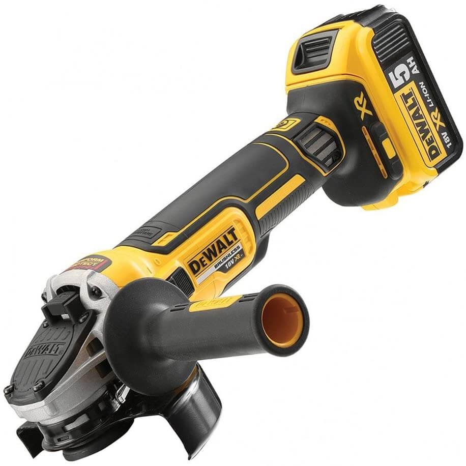 Meuleuse sans balais XR 18V ​​125mm avec 2 batteries 5Ah + Disque + Chargeur Dewalt DCG405P2X