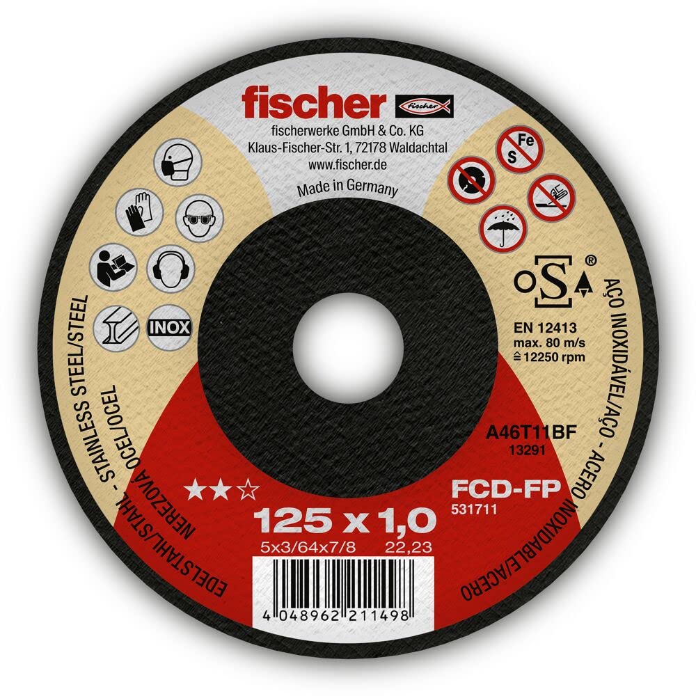 Boîte de 25 unités disque à tronçonner FCD-FP 125x1x22,23 Plus Fischer