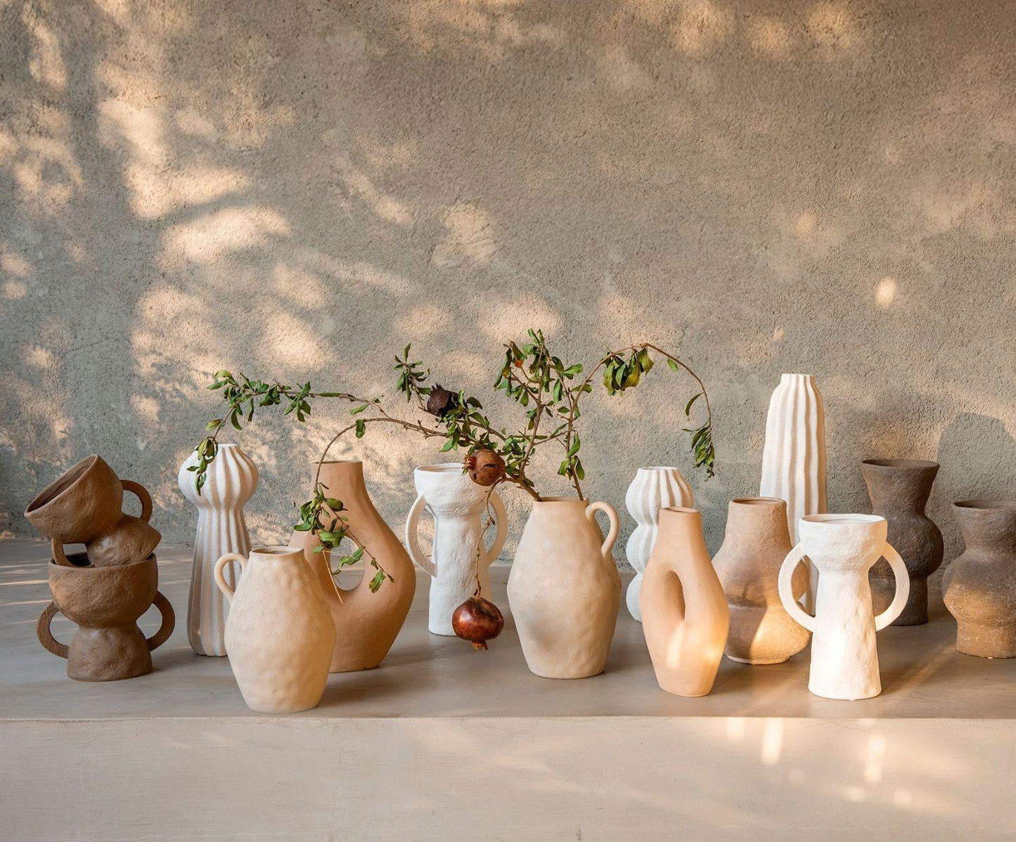 Vase en grès beige Masaka 30 cm Andrea House