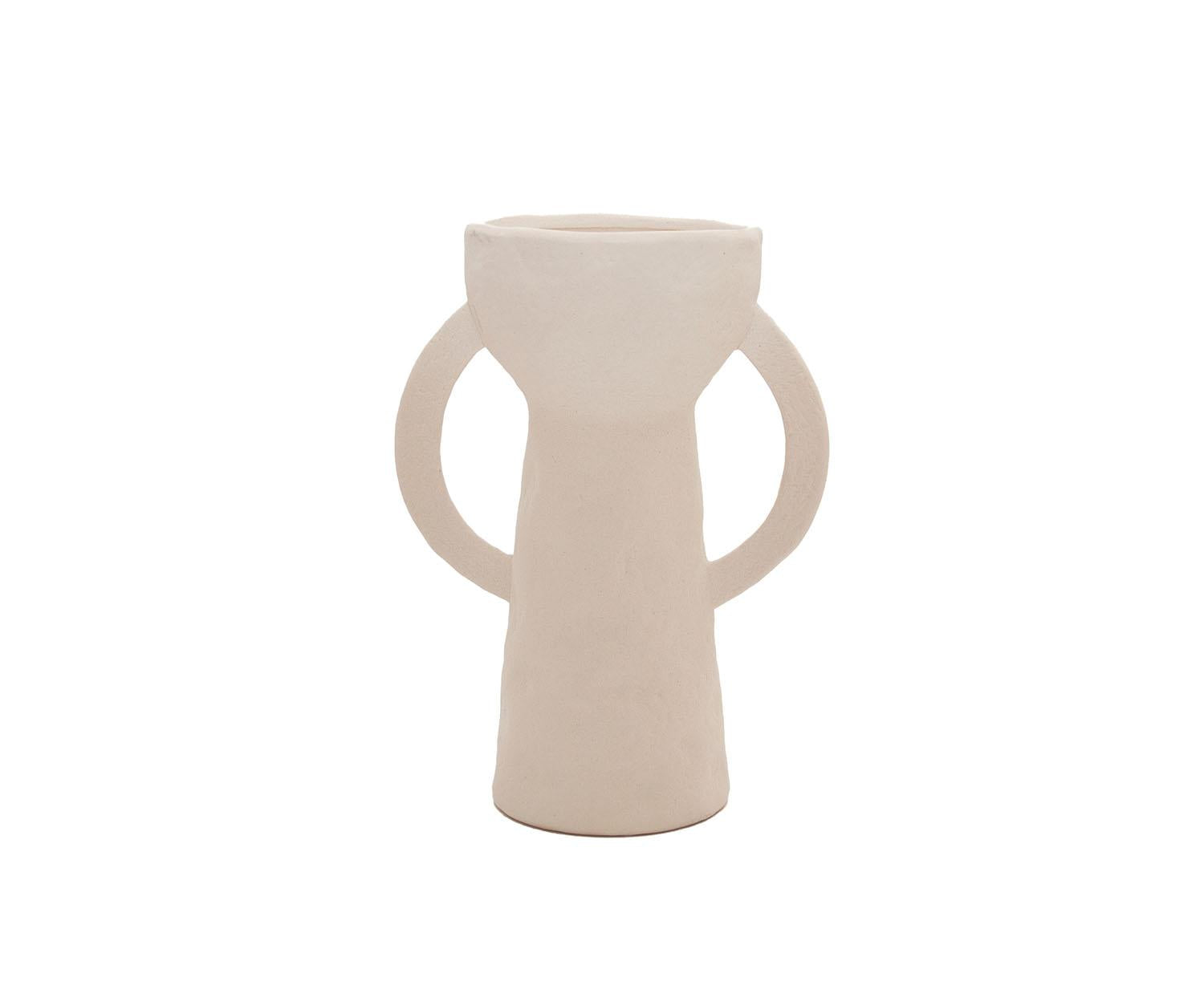 Vase décoratif en grès blanc Dulia 28 cm Andrea House - Brikum