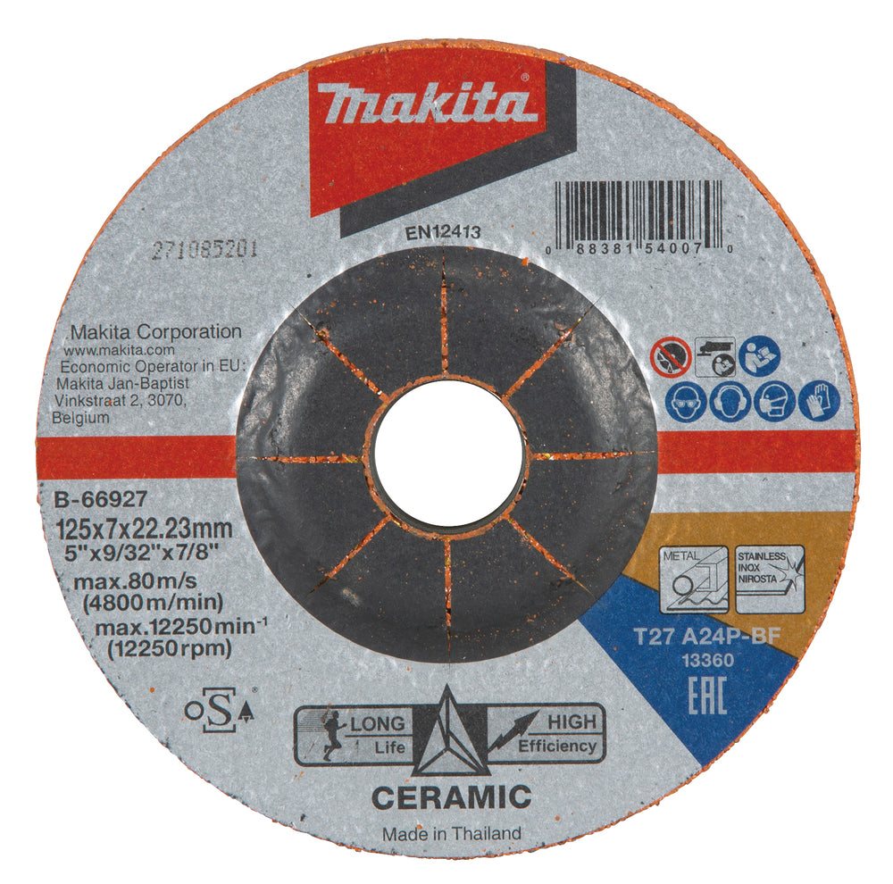 Disque d'ébavurage à grain céramique Makita B-66927 125 mm