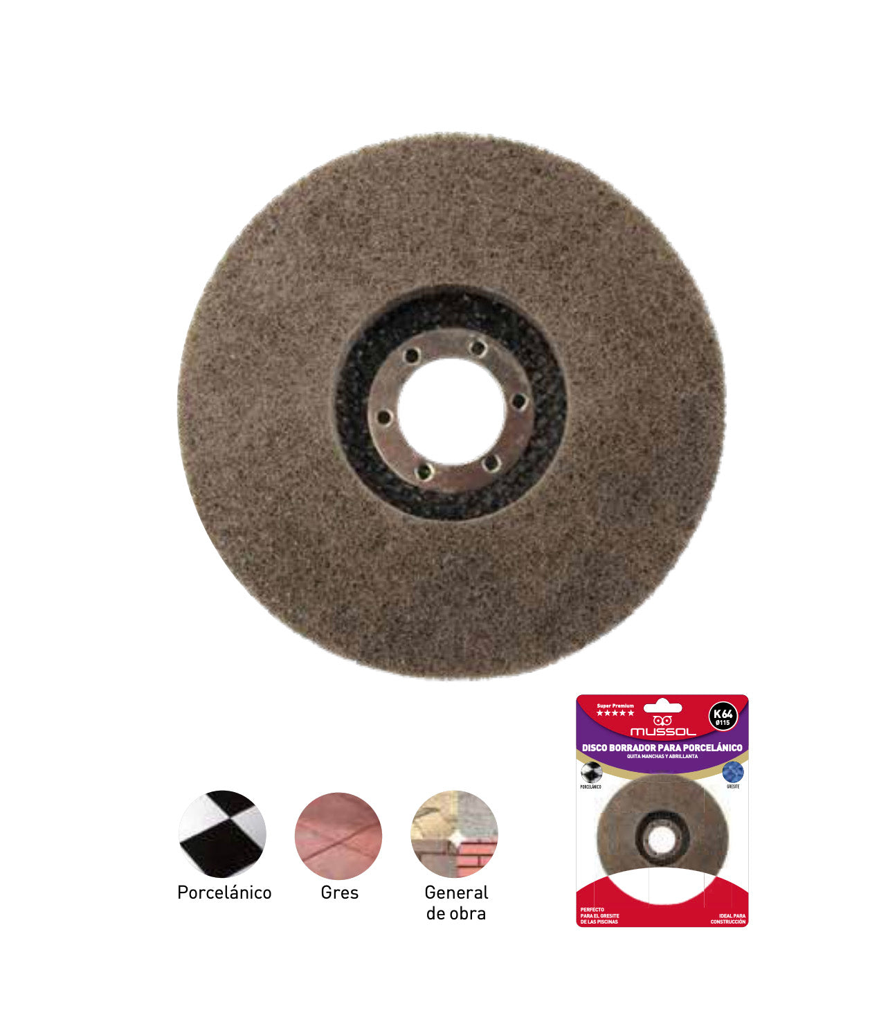 Disque gomme en porcelaine Mussol K64 115 mm