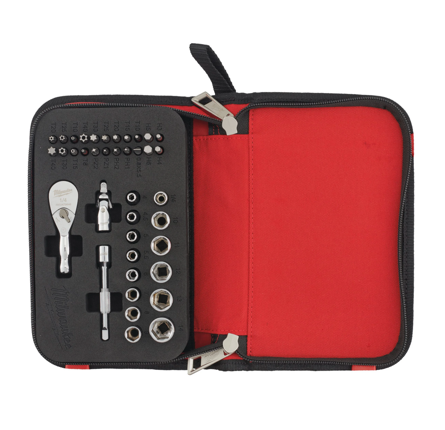 Clé à cliquet compacte Milwaukee à entraînement 1/4" avec accessoires