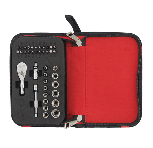 Clé à cliquet compacte Milwaukee à entraînement 1/4" avec accessoires