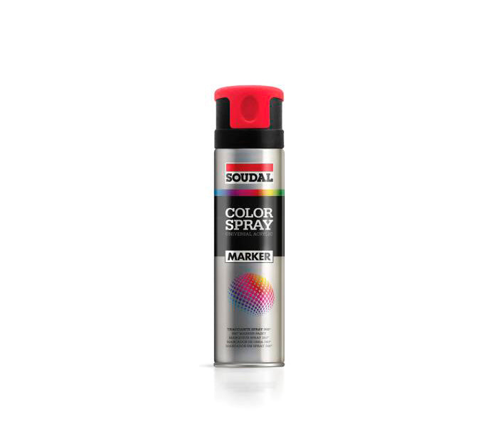 Marqueur de chantier fluorescent en spray 500 ml Soudal