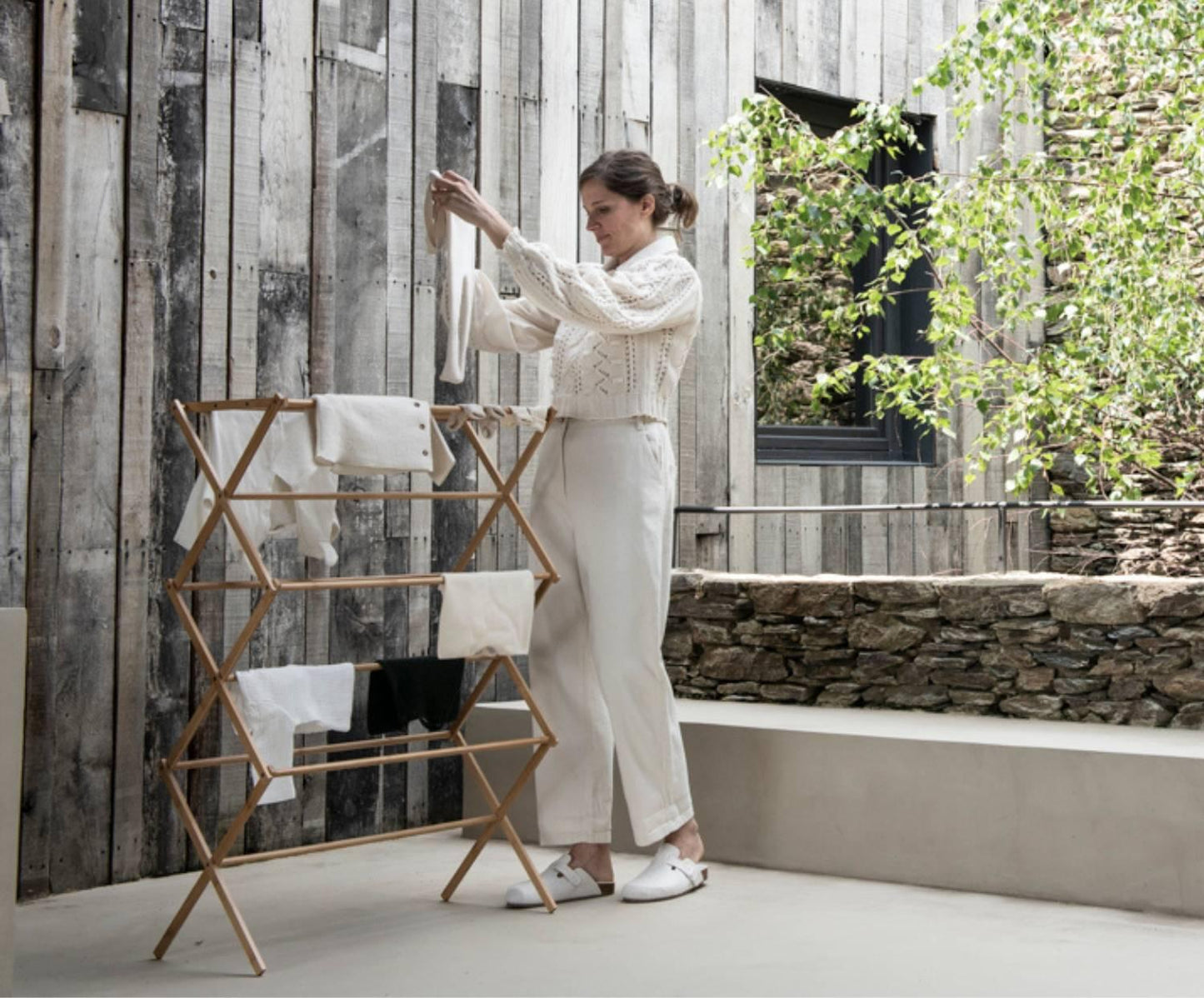 Étendoir à linge pliable en bambou Andrea House