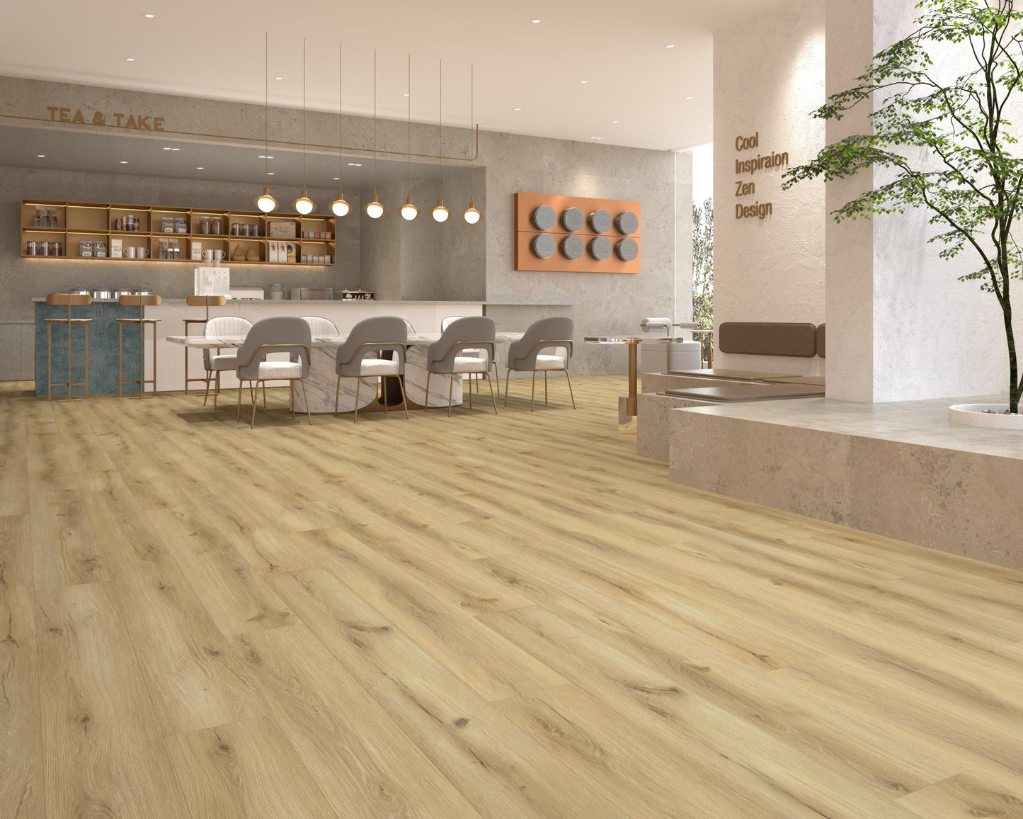 Caja 2,36m2 Suelo Click SPC 100% Impermeable Roble Ultramatt Natural 23×184,2 cm Dune