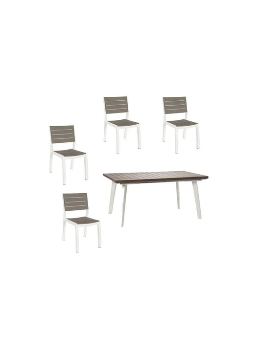 Resin set Harmony extendable table + 4 Keter chairs