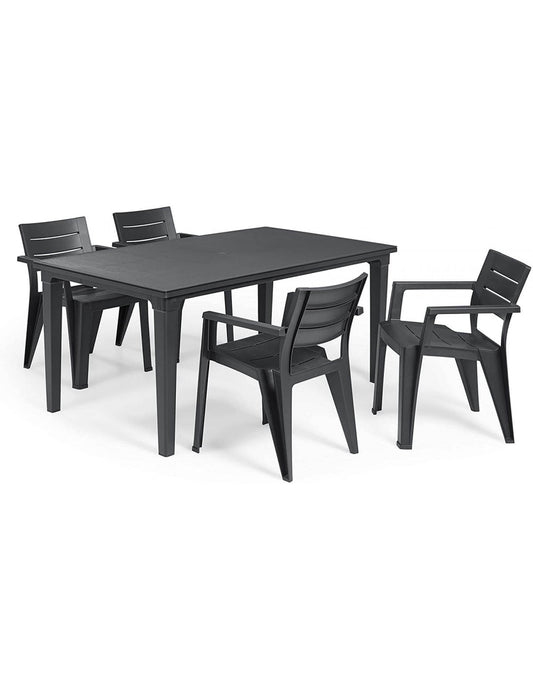 Future table set + 4 Julie Grafito Curver chairs