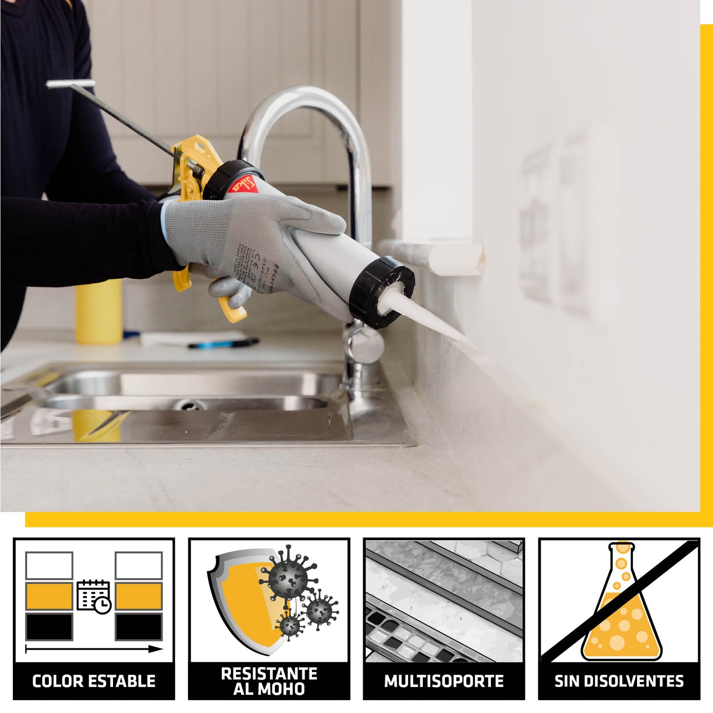 Cartouche de mastic silicone neutre sanitaire 300ml SikaSeal-175